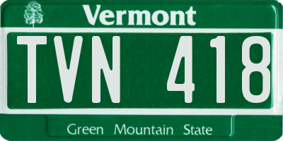 VT license plate TVN418