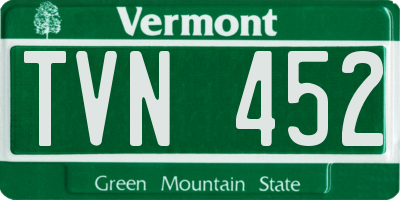 VT license plate TVN452