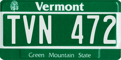 VT license plate TVN472
