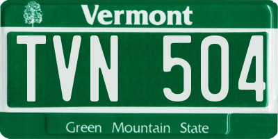VT license plate TVN504