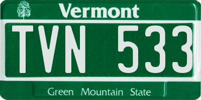 VT license plate TVN533