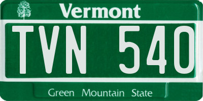 VT license plate TVN540