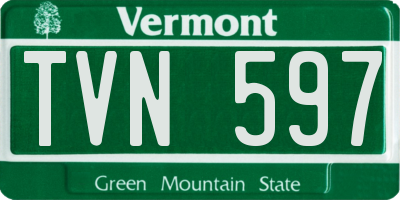 VT license plate TVN597