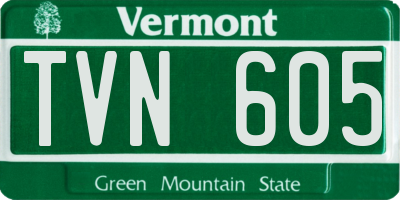 VT license plate TVN605