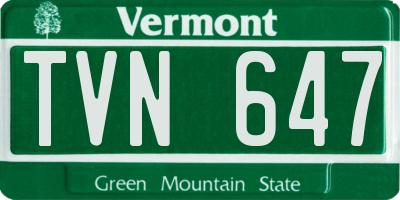 VT license plate TVN647