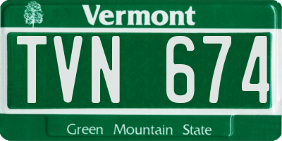 VT license plate TVN674