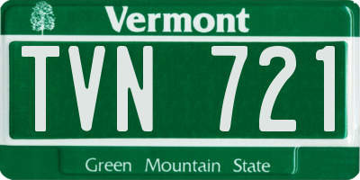 VT license plate TVN721