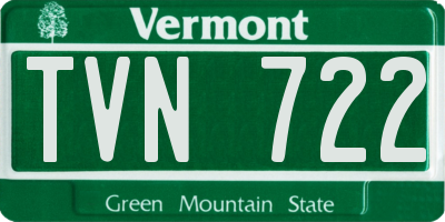 VT license plate TVN722