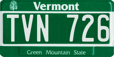 VT license plate TVN726