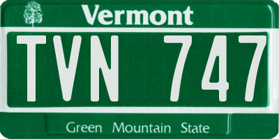 VT license plate TVN747