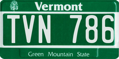 VT license plate TVN786