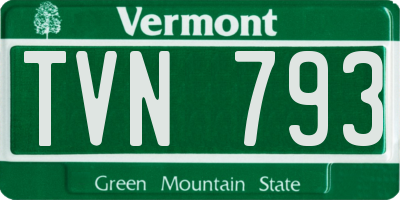 VT license plate TVN793