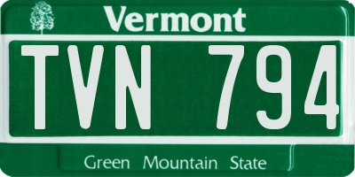 VT license plate TVN794