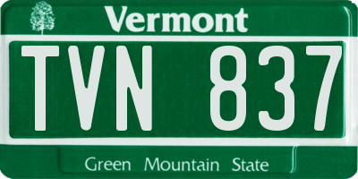 VT license plate TVN837