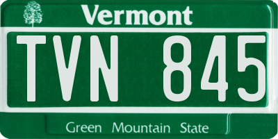 VT license plate TVN845