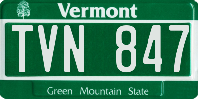 VT license plate TVN847