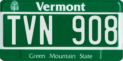 VT license plate TVN908