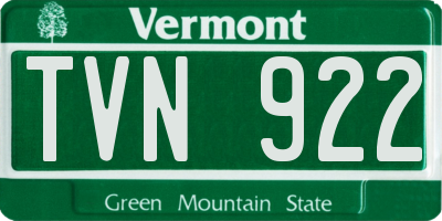 VT license plate TVN922