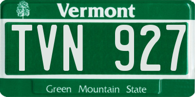 VT license plate TVN927