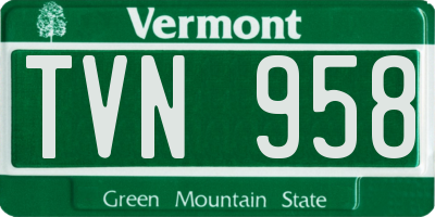 VT license plate TVN958