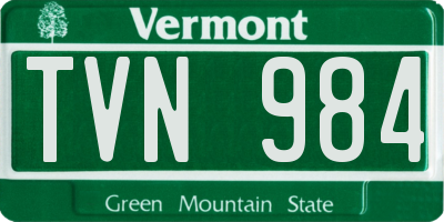 VT license plate TVN984