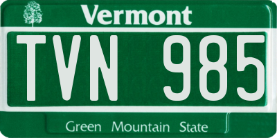 VT license plate TVN985