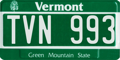 VT license plate TVN993