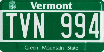 VT license plate TVN994