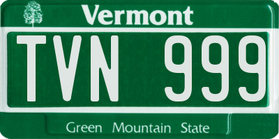 VT license plate TVN999