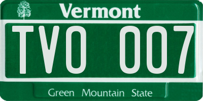 VT license plate TVO007