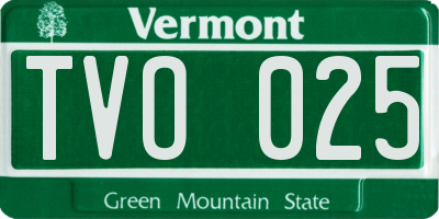 VT license plate TVO025