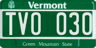 VT license plate TVO030