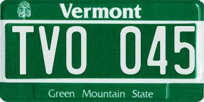 VT license plate TVO045