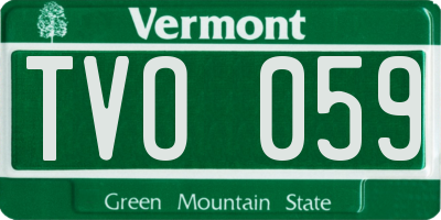 VT license plate TVO059
