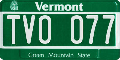 VT license plate TVO077