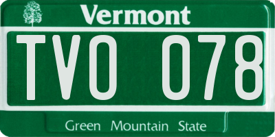 VT license plate TVO078