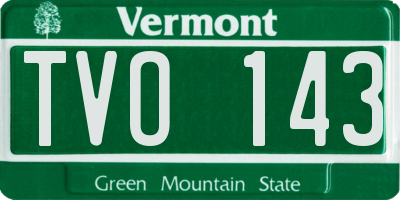 VT license plate TVO143