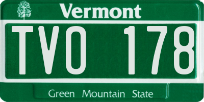VT license plate TVO178