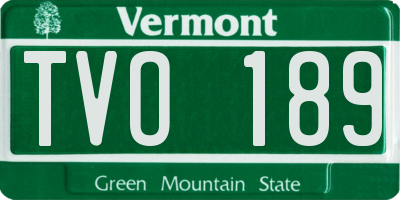 VT license plate TVO189