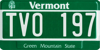 VT license plate TVO197