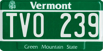 VT license plate TVO239