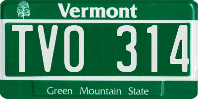 VT license plate TVO314