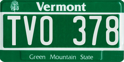 VT license plate TVO378