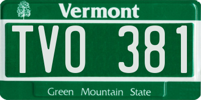 VT license plate TVO381