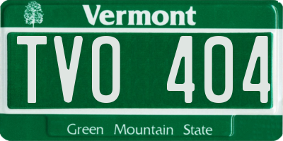 VT license plate TVO404