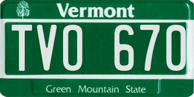 VT license plate TVO670