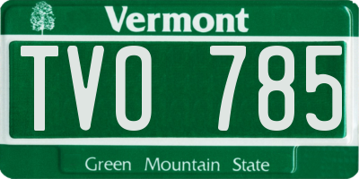 VT license plate TVO785