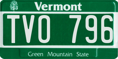 VT license plate TVO796