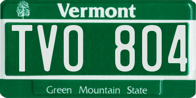 VT license plate TVO804