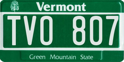VT license plate TVO807